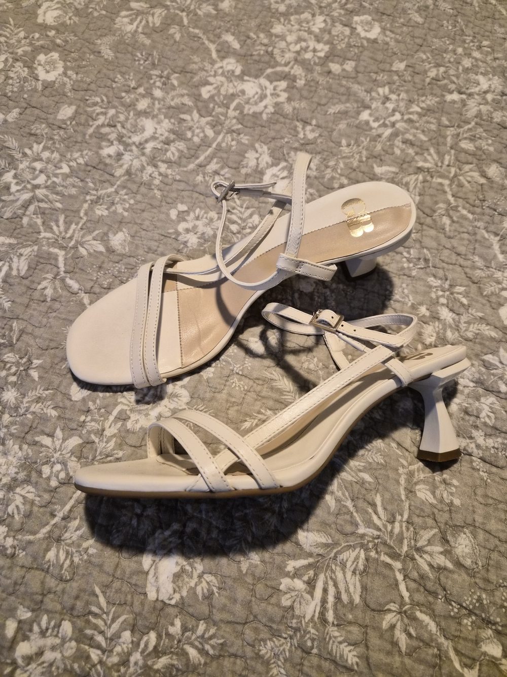 Gianni Bini Cream Strappy Mid-Heel Sandals